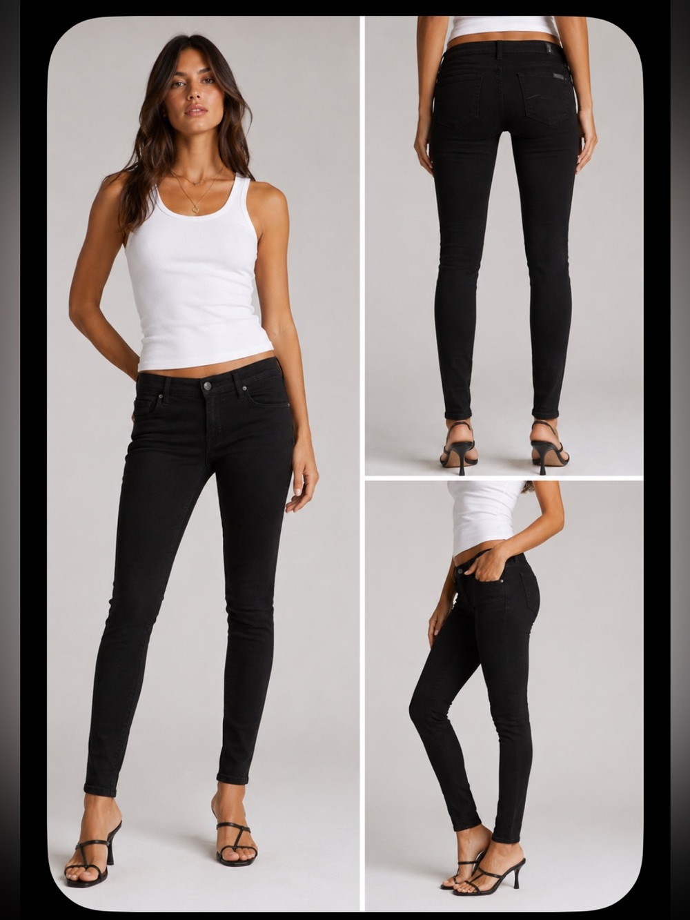 7 For All Mankind black skinny jeans - 28